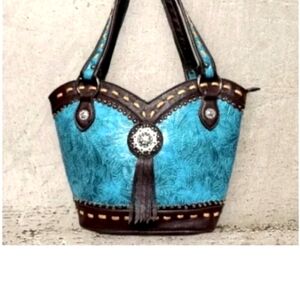 Turquoise And Brown Carry Conceal Pocket Western Bag 🎒